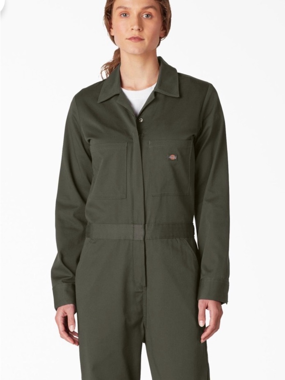 Dickies Women's Olive Green Utility Jumpsuit Jacket